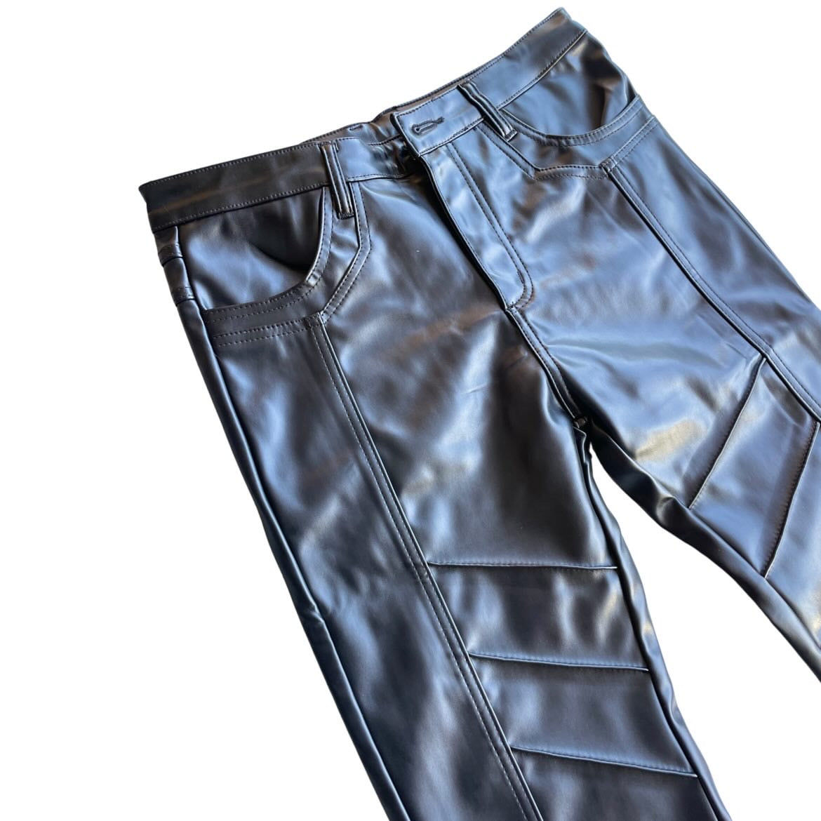 Leather Biker Stacked Pants